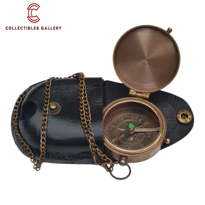 Be Strong Engraved Brass Compass with Leather Case – Inspirational Gift for Son, Husband, or Friend – Handmade Nautical Pocket Compass for Graduation, Birthday, or Retirement