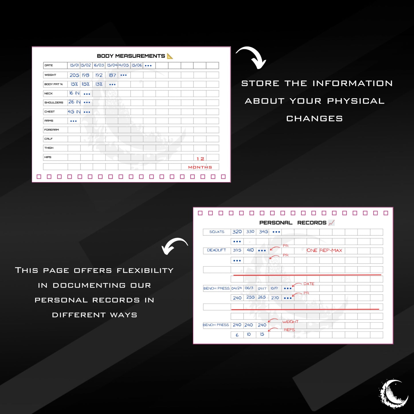 The Eclipse Log, Fitness Planner, A5 Hardcover Workout Journal. Exercise Log Book For Men and Women, Track and Plan Workouts Daily With Organization.