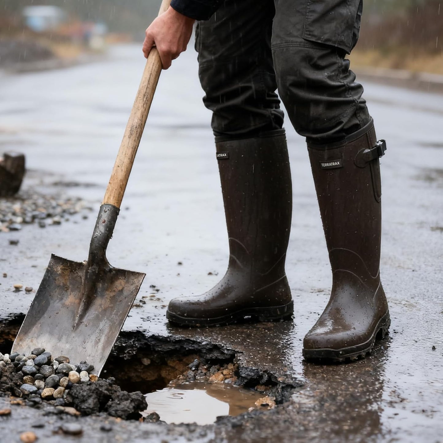 Men's Waterproof Rubber Boots - 6mm Neoprene, 15" Shaft | Lightweight Anti-Fatigue Rain & Mud Boots for Work & Fishing