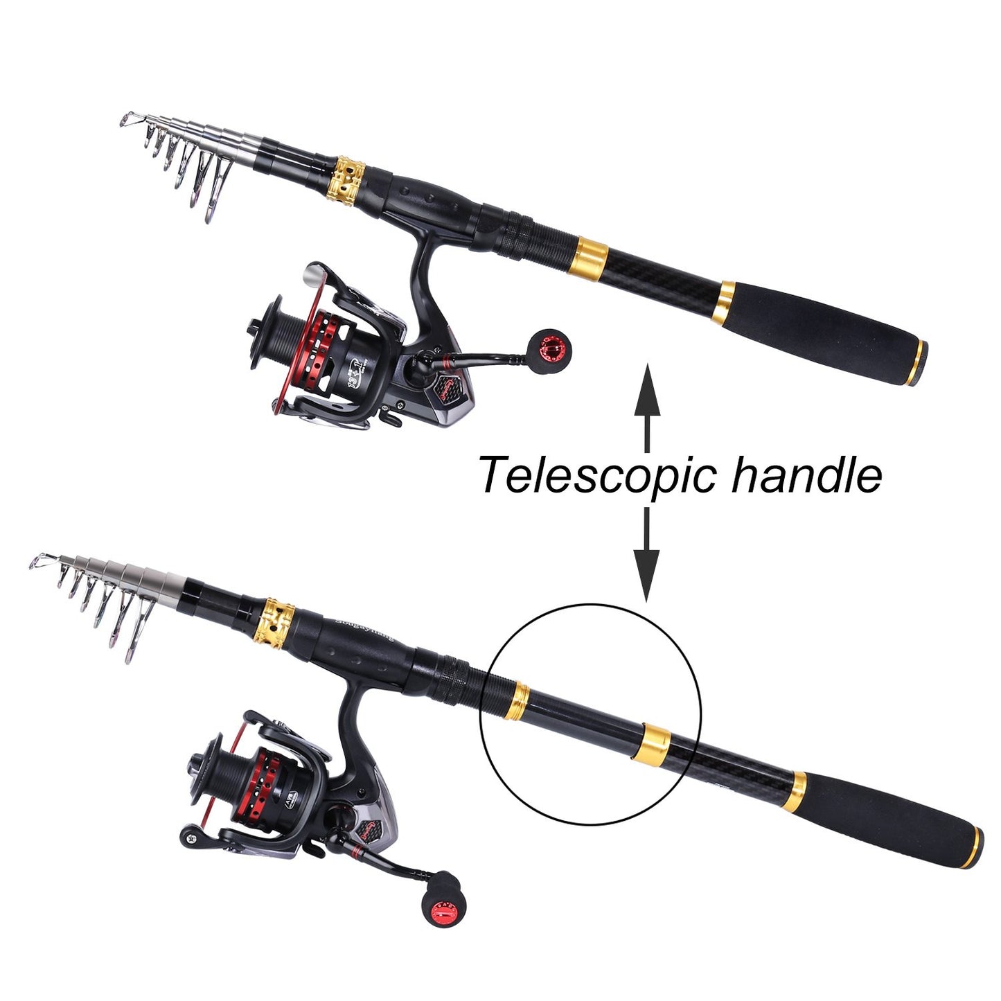 Sougayilang Fishing Rod Combos with Telescopic Fishing Pole Spinning Reels Fishing Carrier Bag for Travel Saltwater Freshwater Fishing(2.4M/7.87FT)