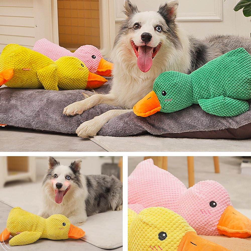 Mellow Calming Duck Dog Toy, 2026 New Calming Duck Toy for Dogs, Interactive Toy with Quack Sound, Soft Plush Stuffed Calming Duck Pillow, Durable Stuffed Dog Puppy Toys for Puppy Keep Busy (A)
