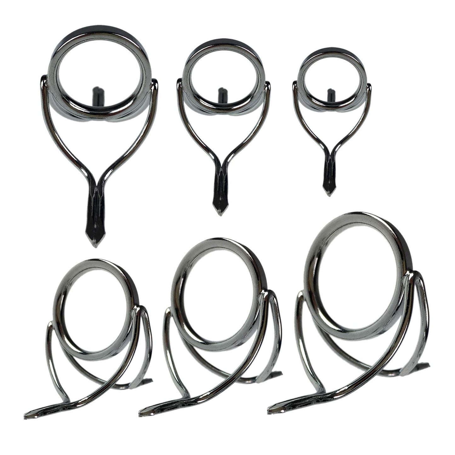 QualyQualy 6pcs Spinning Fishing Rod Guides Repair Kit Integrated Stainless Steel Ring Baitcasting Fishing Pole Eyes Replacement 12#-25#