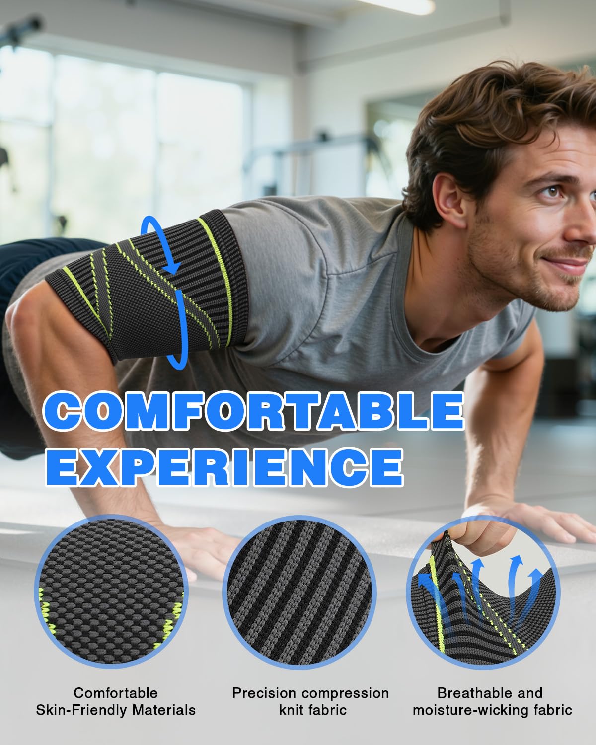 LISEPWU Bicep Tendonitis Brace for Pain Relief, (1Pair) Bicep Tendonitis Compression Sleeve for Muscle Strains Recovery, Arm Supports Sleeve for Workouts (XL)