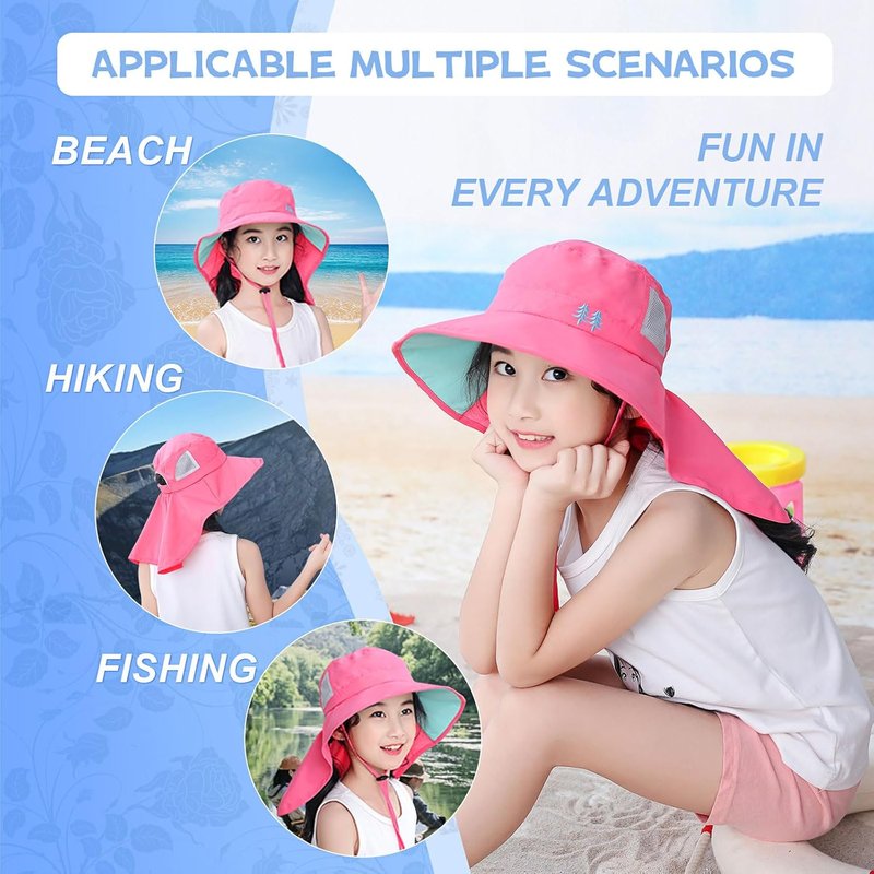 Ponytail Sun Hat - UPF 50+ Wide Brim for Hiking, Camping & Fishing | Light Gray & Watermelon Red
