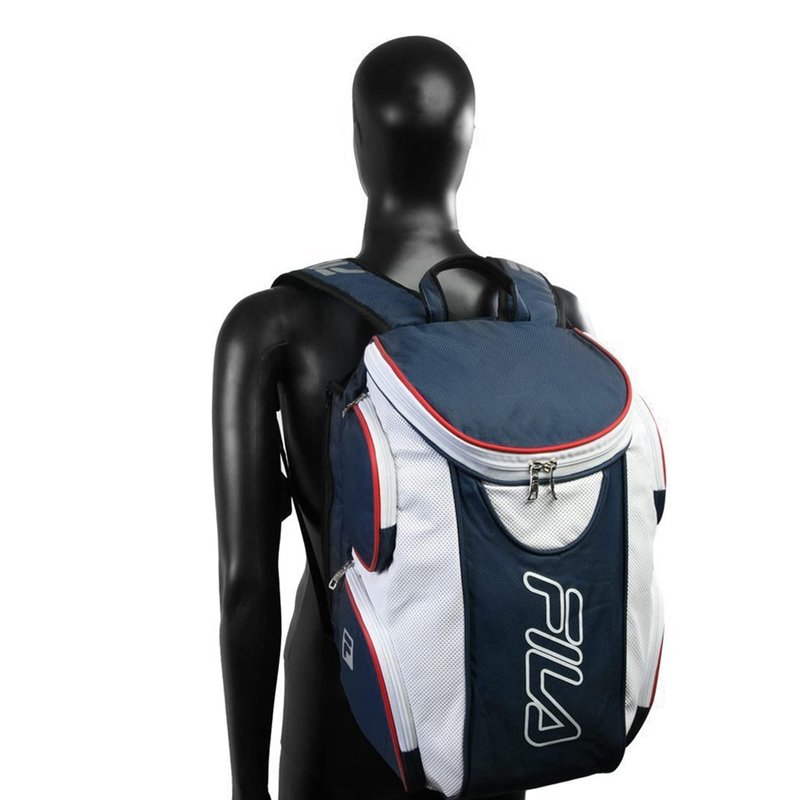 Fila Ultimate Tennis Backpack with Shoe Pocket, Navy/White/Red