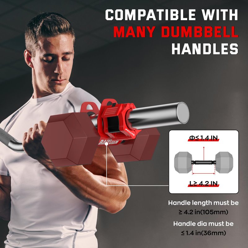 Home Gym Clips, Convert Dumbbells to Barbell, Turn Bars into Landmines, T-Bar Row with Any Grip, Hook Dumbbells on Dip Belts, Versatile Weightlifting Accessory for Olympic (1 Pcs)