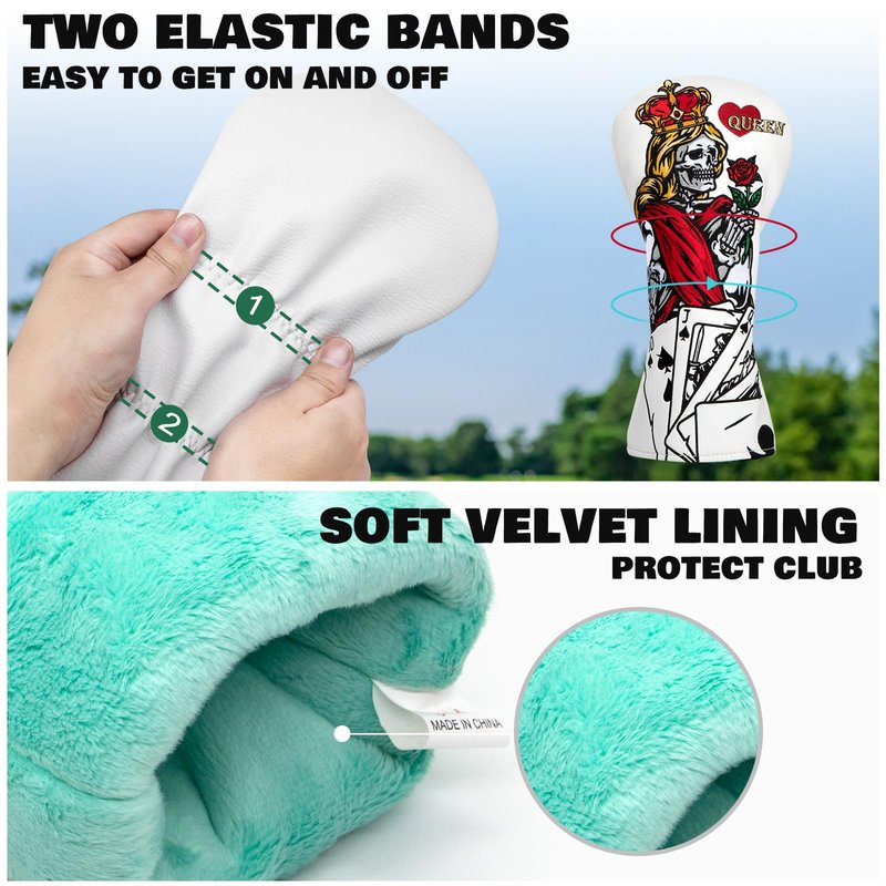 BAIRBRE Golf Club Cover Poker Queen Golf Driver Cover Fariway Wood Headcover Hybrid Head Covers Golf Club Covers for Most Brand (for Driver)