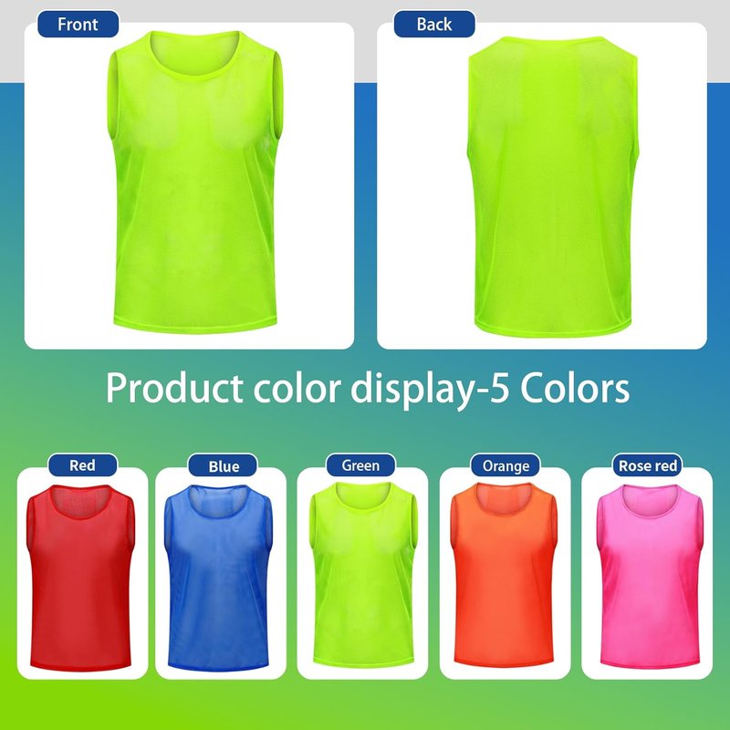 Youth Soccer Pinnies with Numbers - Scrimmage Practice Vests for Team Sports | Basketball, Football Bibs