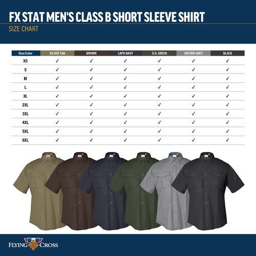 Flying Cross FX STAT Mens Law Enforcement Shirts, Police Uniform, Sheriff, EMT, Fire Department, Paramedic, Public Safety Officer Gear Security Clothing, Class B Short Sleeve, Oxford Grey, Medium