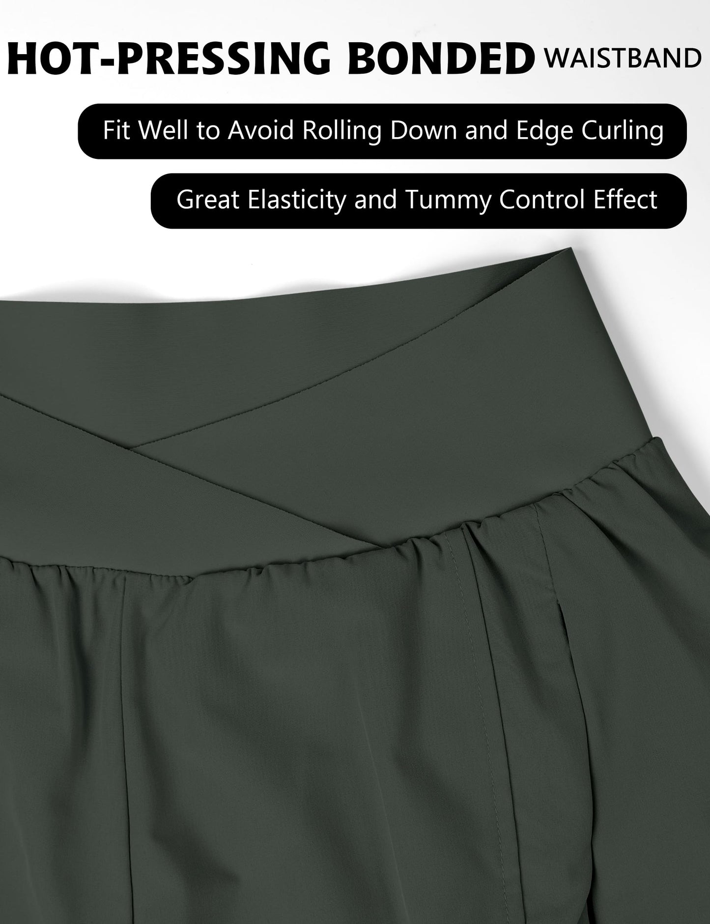 Blooming Jelly Women's Workout Shorts Athletic Running Elastic High Waisted Black Gym Yoga Shorts with Zipper Pockets (Dark Green,Medium)