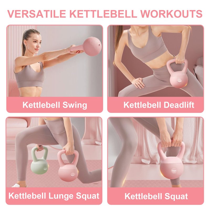 RUNWE Soft Kettlebell - Iron Sand Filled Shock-Proof Hand Weights, Strength Training Kettlebells 15lb Optional for Women Men or Children of Different Levels