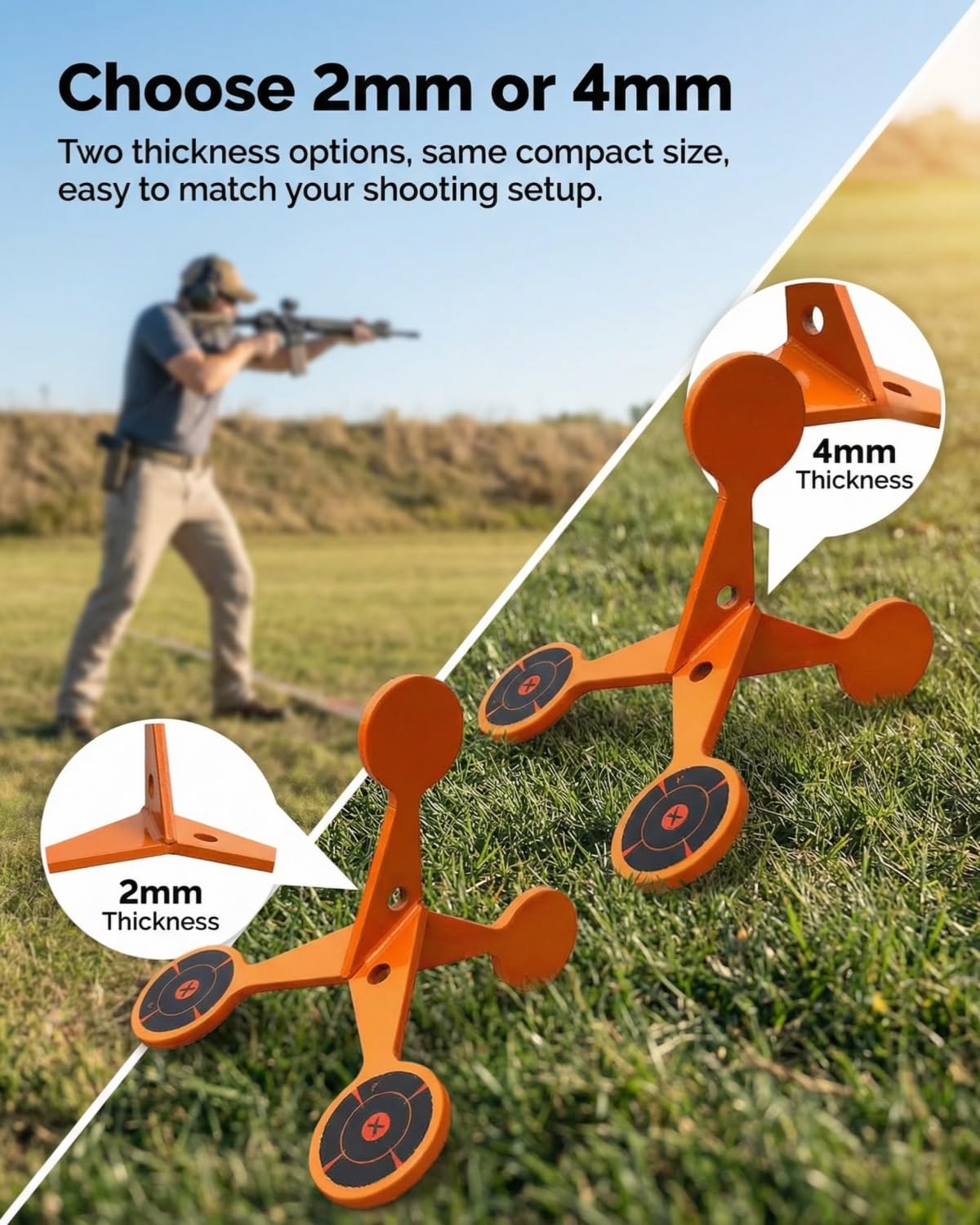 Spinning Shooting Target Thickened Flip Roller, Walking Flipping or Jumping Resetting Target with 10 Sheets of Splash Paper, Portable Metal Reactive Targets for Airsoft, Pellet Guns(2mm)