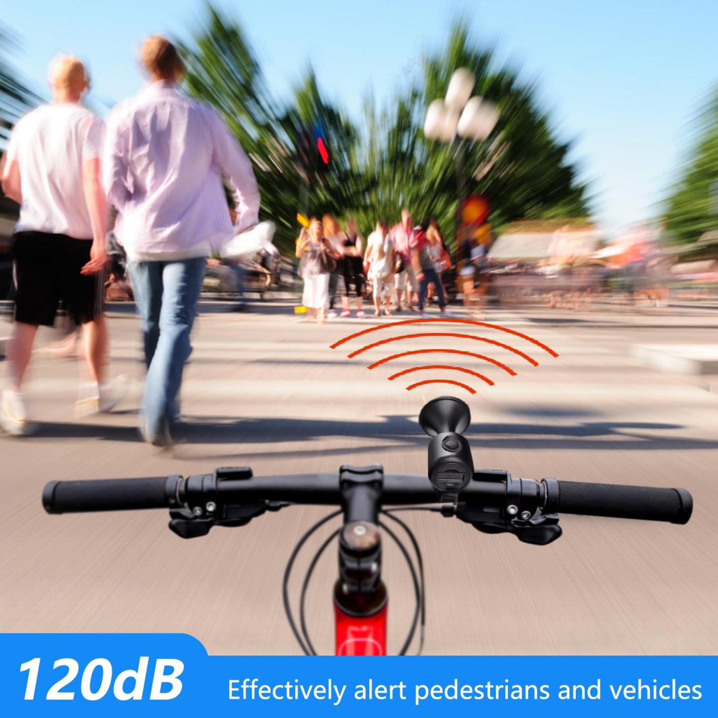 Electric Bike Horn for Adlut, 120dB Compact Lightweight Electric Bicycle Bell Operated/IPX4 Waterproof Effortless Quick Install for Kids' Bikes Tricycle Bells (Blue)
