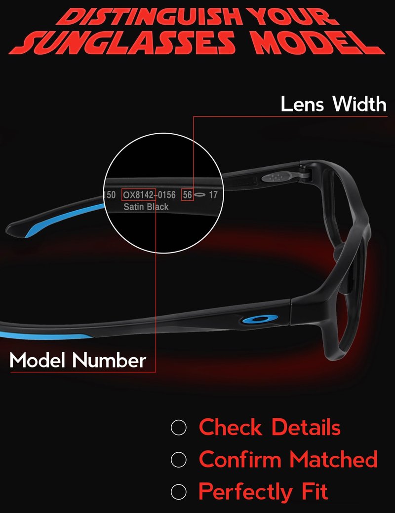 Fiskr Polarized Clip-On Sunglasses for Oakley Crosslink Fit OX8142 56mm - UV Protection - Universal Fit for Men & Women - Classic Black