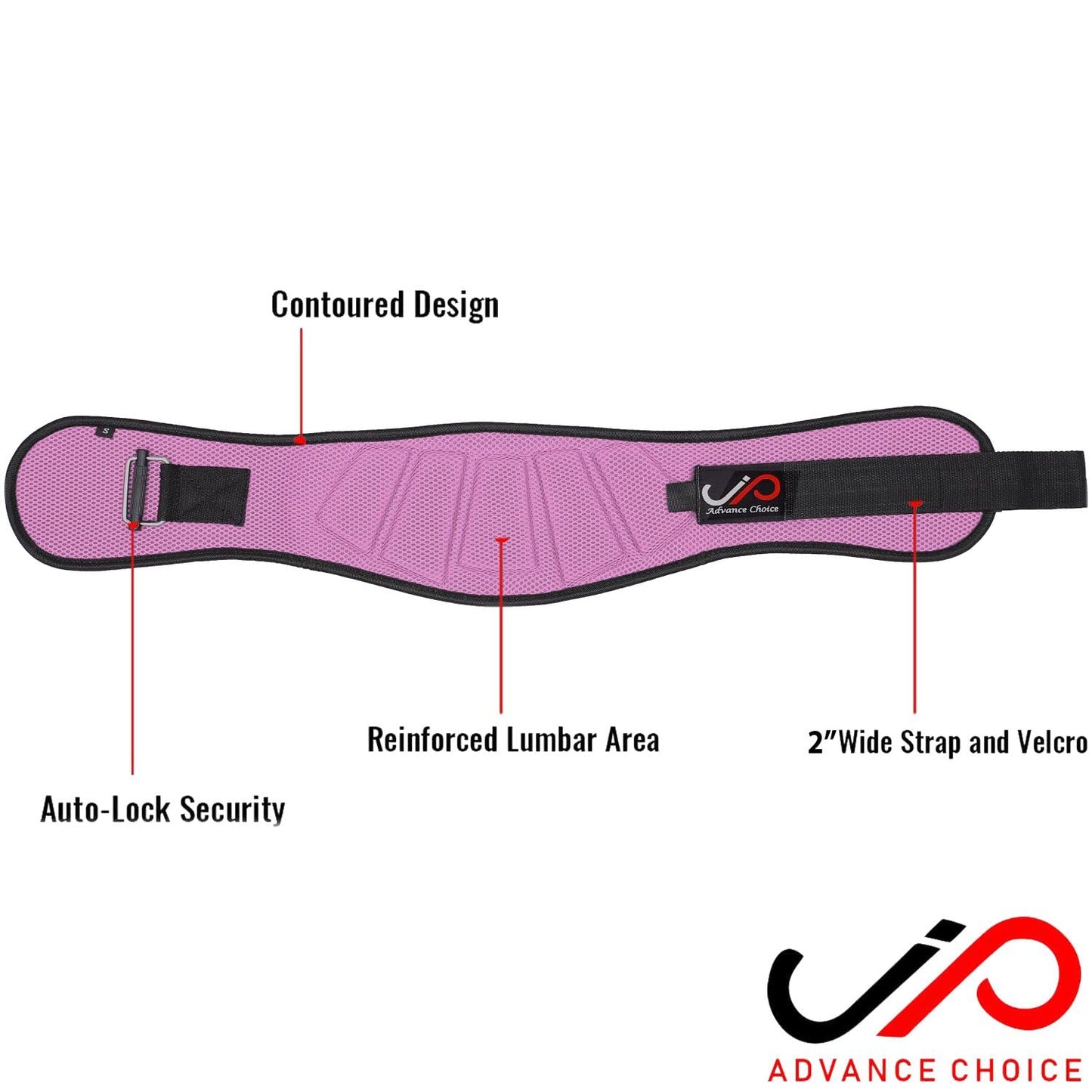 JP Weightlifting 6" Belt for Limber Back Support Workout on Fitness Equipment Auto Lock Men and Women (PINK-S)