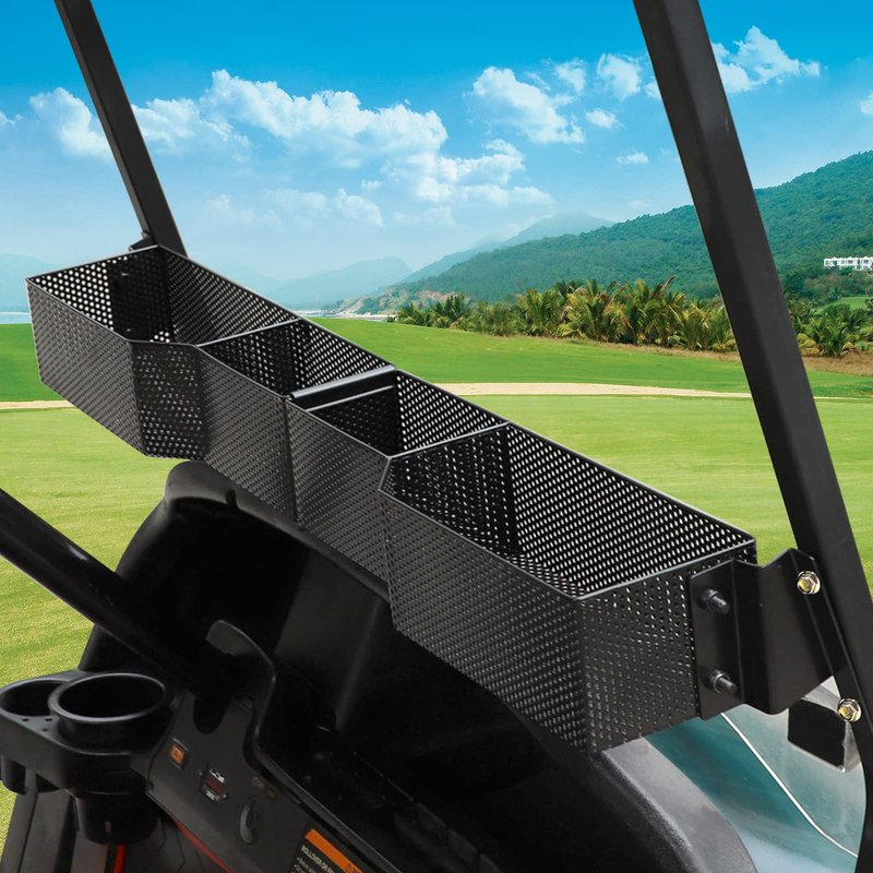 Roykaw Golf Cart Front Inner Basket Dash Storage/Tray Organizer Rack for Club Car DS/Precedent/Tempo/Onward G&E Golf Cart,Upgrade Larger Compartments & More Sturdy and Durable, Easy Installation
