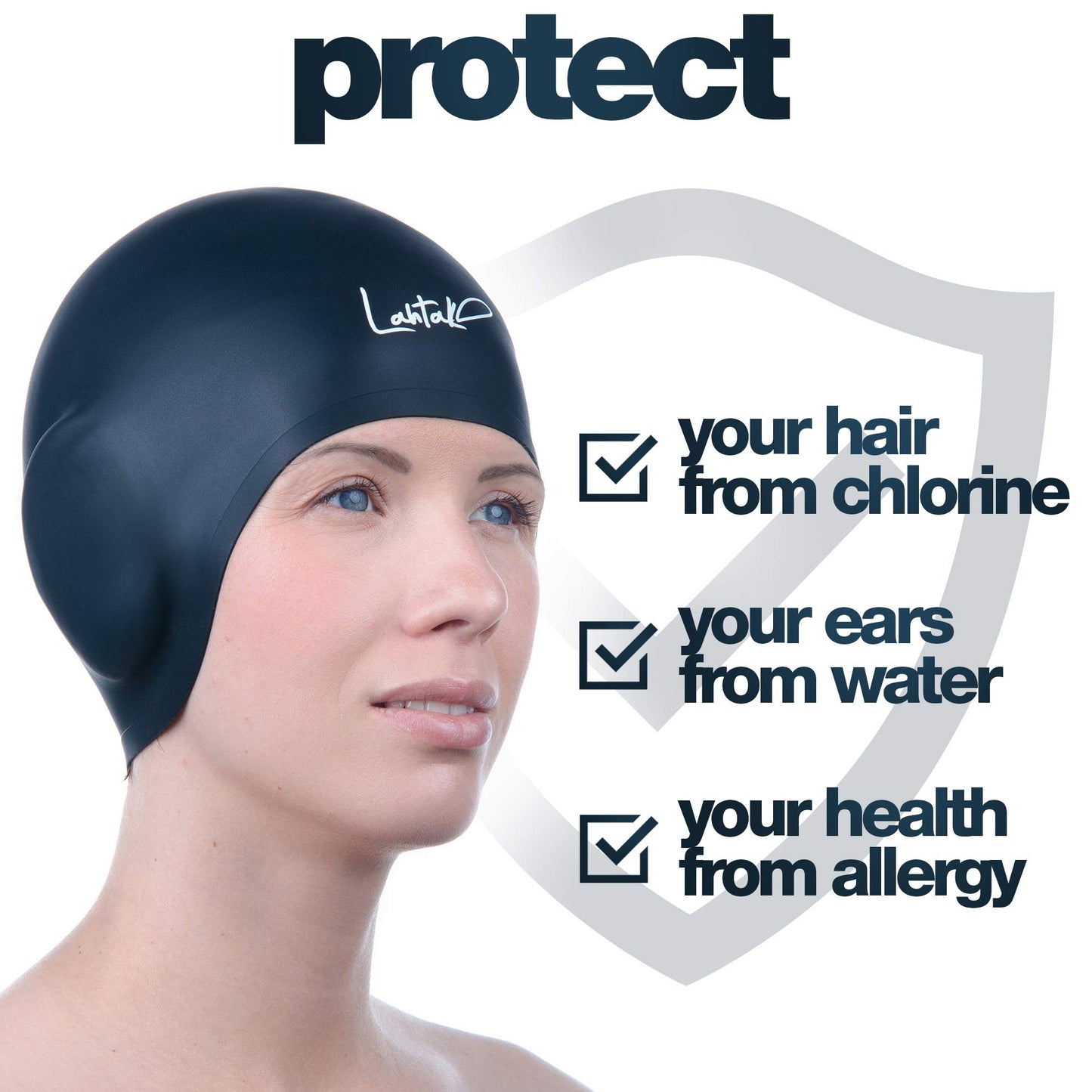 3D Swim Cap with Ear Protection – Silicone Swim Cap for Women & Men