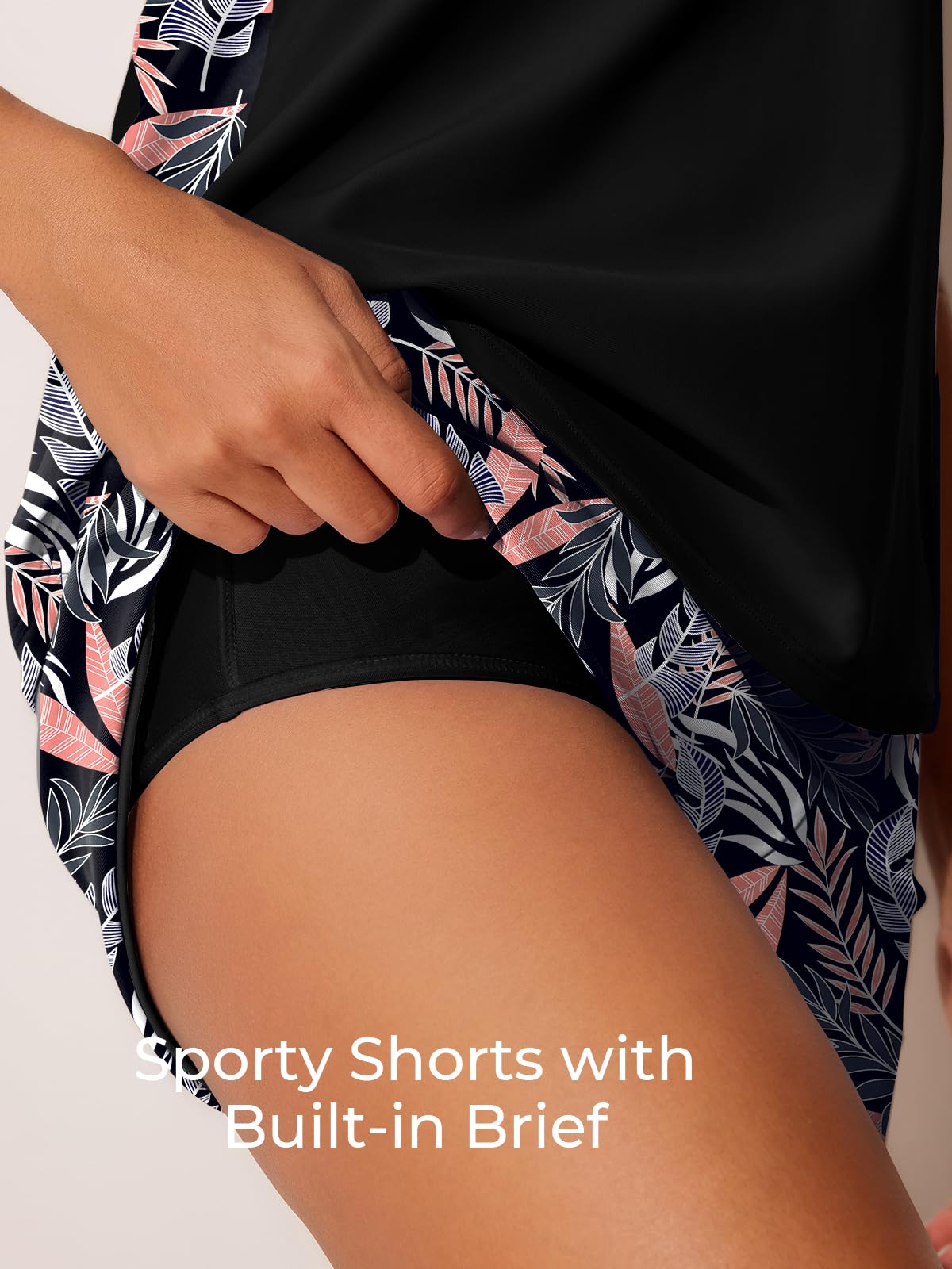 Summer Mae Blouson Tankini Swimsuits for Women 2026 Tummy Control Two Piece Bathing Suits with Sporty Pockets Swim Shorts Pink-Blue Jungle Size 6