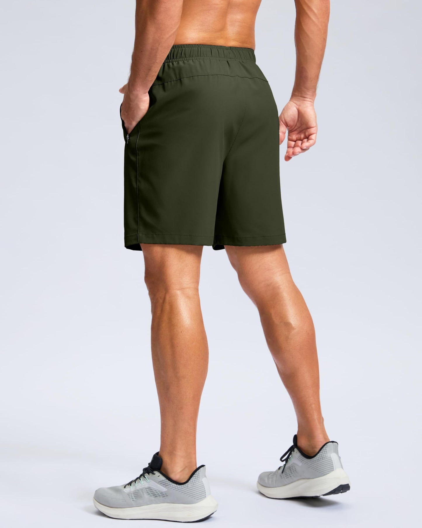 G Gradual Men's Athletic Running Shorts with Zipper Pockets Quick Dry 7"/ 5"/ 9" Workout Gym Shorts for Basketball Hiking(Olive,7XXXL)