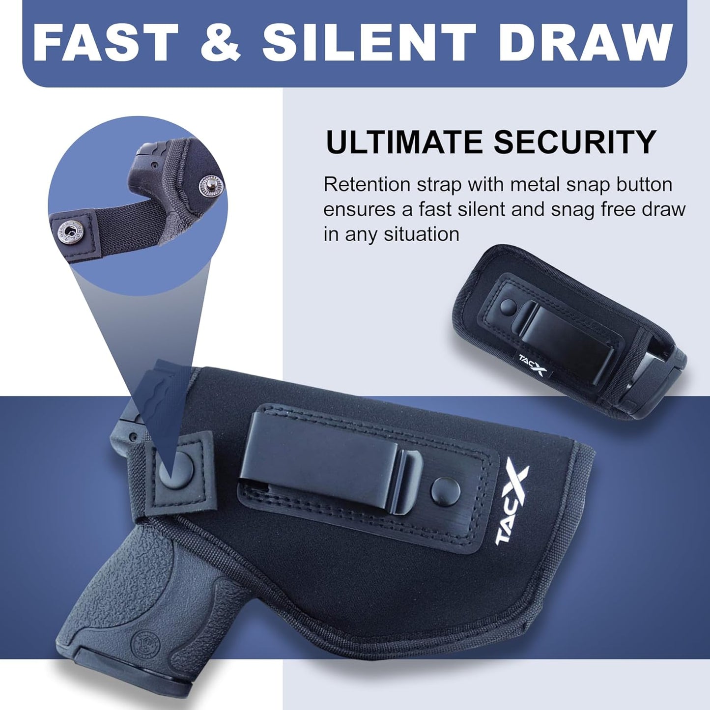 Universal IWB Holster - Concealed Carry Neoprene Bundle for S&W M&P Shield 9/40, 1911, XDS, Taurus, Glock