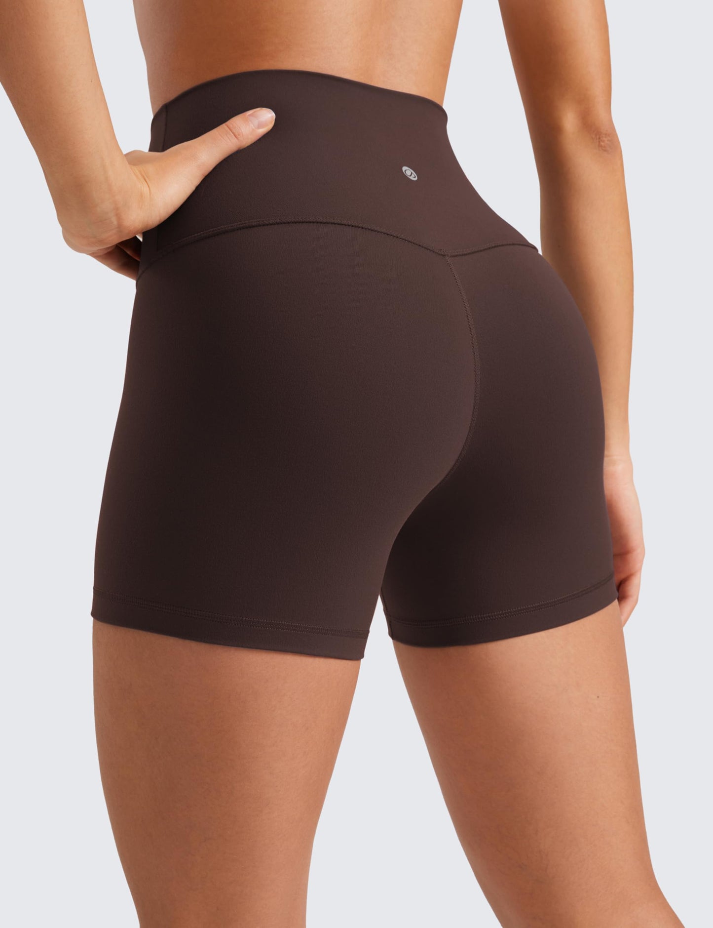 CRZ YOGA Butterluxe Biker Shorts 4" Hot Fudge Brown Large