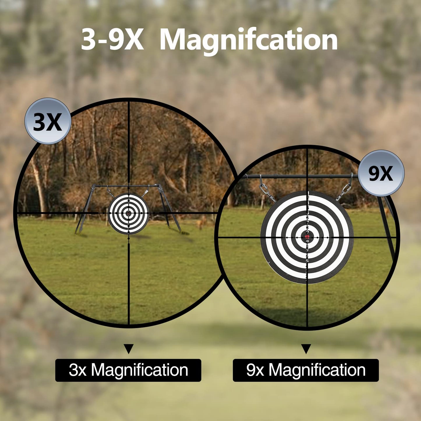 CVLIFE 3-9x40 Compact Rifle Scope Crosshair Reticle with Mounts for Quick Aiming