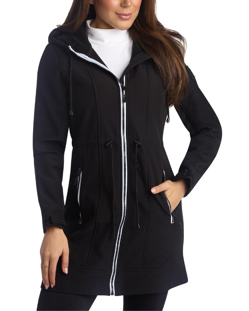 Reebok Womens Soft Shell Jacket - Lightweight Polar Fleece Lined Zip Up Hooded Jackets for Women Perfect for Fall Weather, Size X-Large, Black