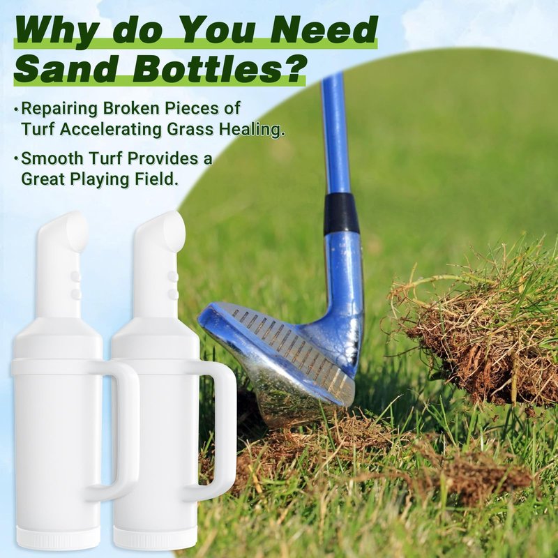 Panglong Universal Golf Cart Sand Bottle with Holder, Golf Sand Bottle Suitable for Yamaha Club Car EZGO, Divots Filler Sand & Seed Bottle with Rattle Proof Holder 2PC