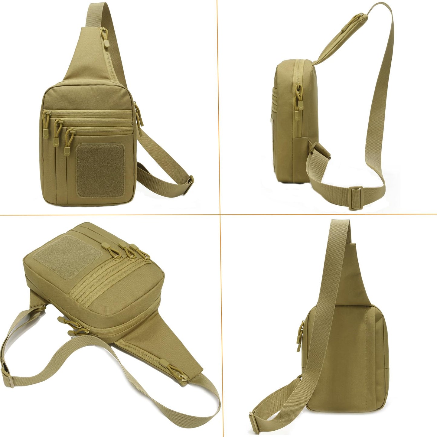 SXJWISHES Tactical Sling Shoulder Bag Concealed Carry bags EDC Crossbody pack Sling Backpack Chest Daypack Crossbody Backpack for Travel Sports Running Hiking (Khaki)