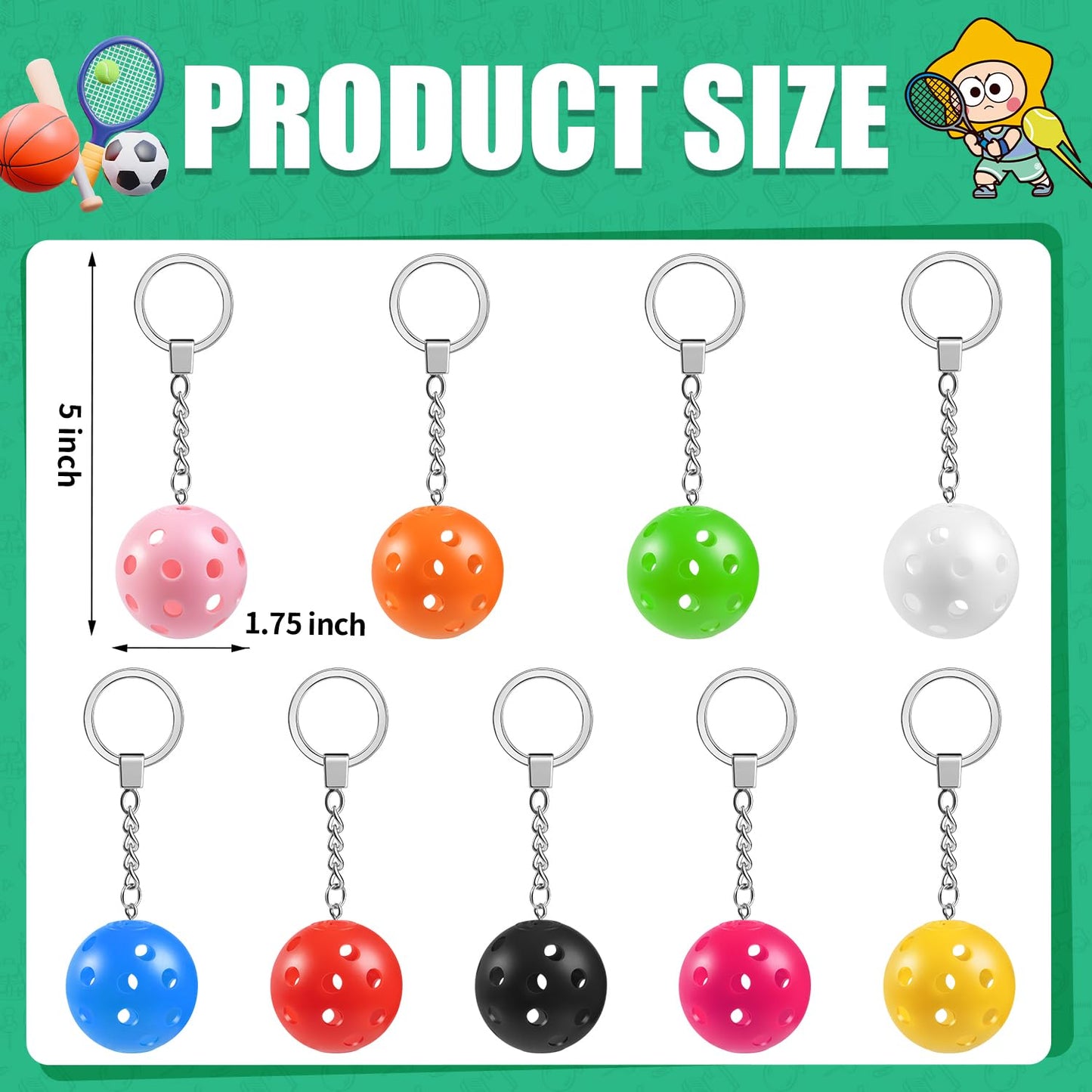 ZHWKMYP 18 Pcs Pickleball Keychain, Pickleball Keychains Bulk for Women