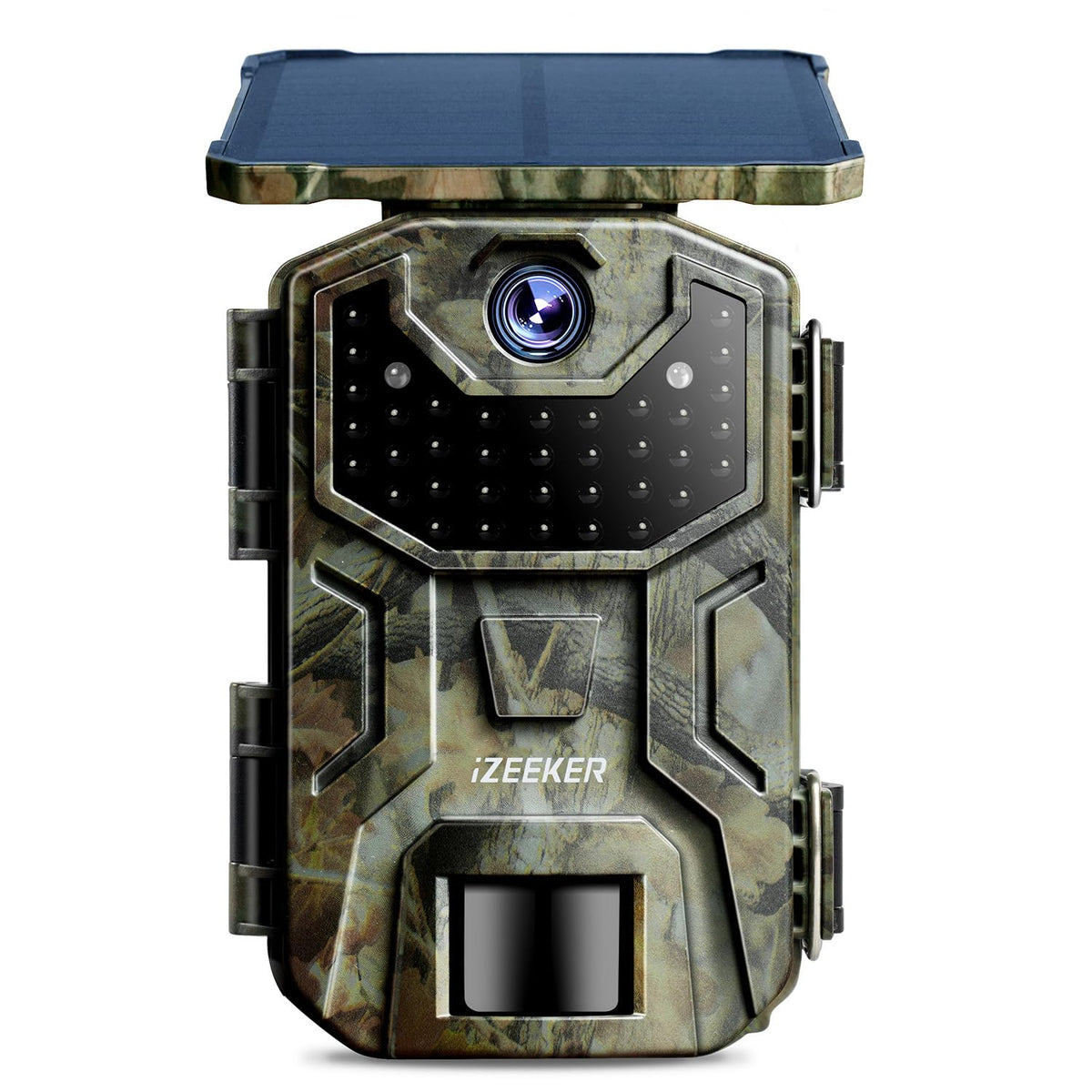 iZEEKER Solar Trail Camera with Night Vision Motion Activated 4K 30fps 48MP, Game Camera, No WiFi, High Capacity Lithium Battery Deer Camera IP66 Waterproof, Wildlife Monitoring Outdoor Security