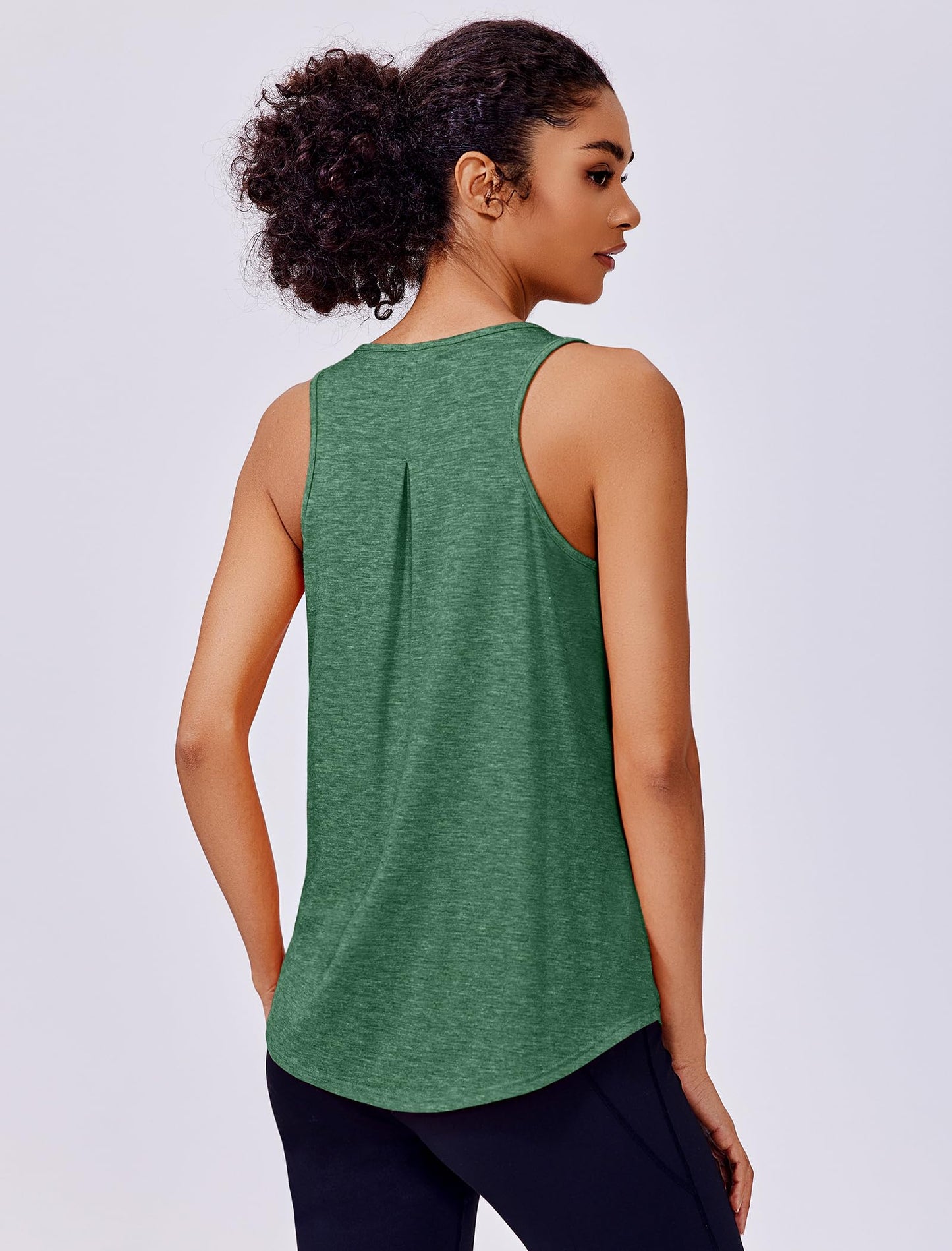 PINSPARK Workout Tank Top Woman Sleeveless Athletic Shirts Racerback Running Shirt Moisture Wicking Exercise Top Pack, Dark Grey/Green S