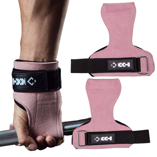 KKH Wrist Straps for Weightlifting, Lifting Straps for Weightlifting, Heavy Duty Deadlift Straps Gloves for Weight Lifting Powerlifting with Adjustable Wrist Grips Fitness Pads (Pink)