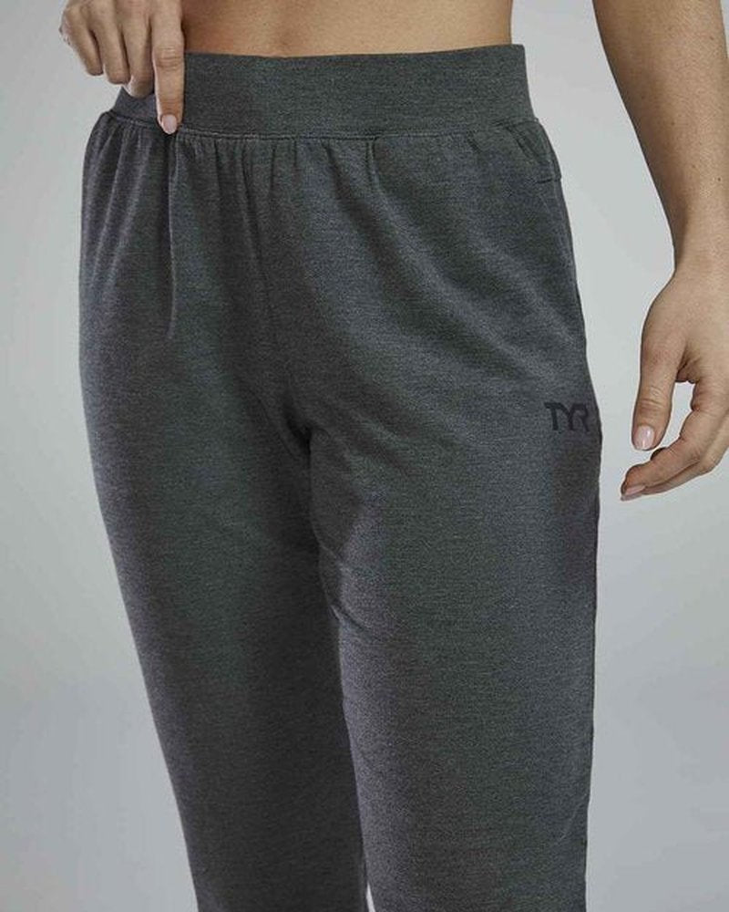 TYR Women's Ultrasoft Midweight Terry Jogger, Charcoal Heather, Medium