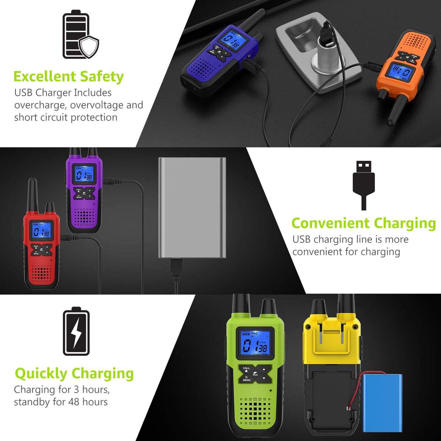 Topsung Walkie Talkies for Adults Long Range Rechargeable with Earpiece NOAA Weather Alert, Multi-purpose 2 Way Radio 6 Pack for Team Work Senior Care Kid Adventure Family Camping Hiking Skiing Cruise