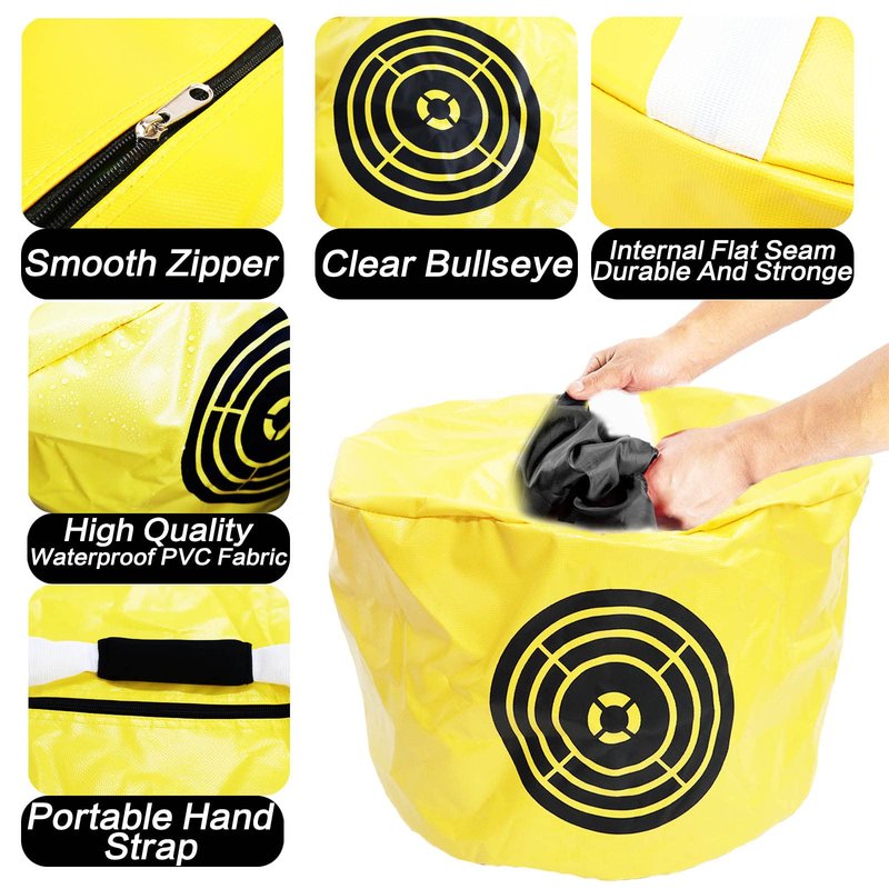 VEASAERS Golf Impact Bags Power Smash Hitting Bag with Arm Band Upgrade Swing Trainer Training Aids Waterproof Durable for Men Women (Yellow)