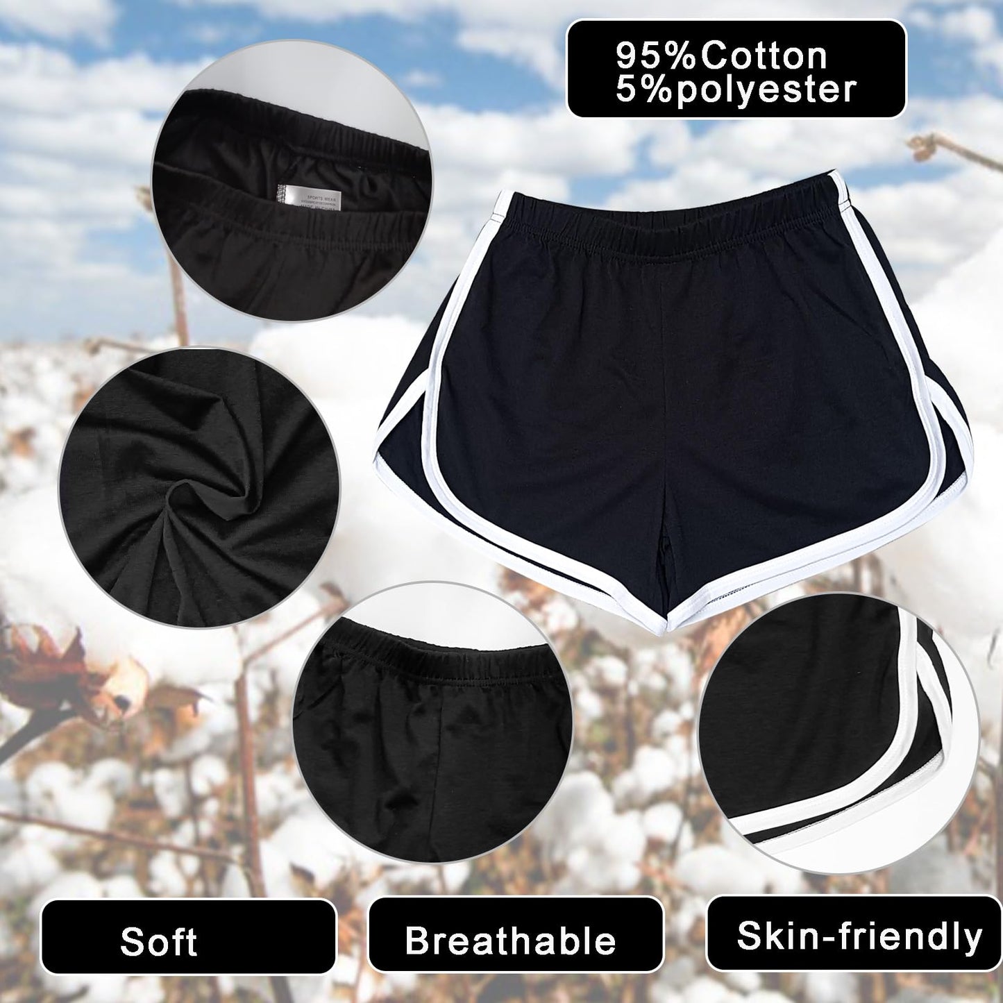 Cameway 4 Pack Women's Cotton Yoga Dance Short Pants Summer Athletic Cycling Hiking Sports Shorts (Large, 2 Black and 2 Grey)