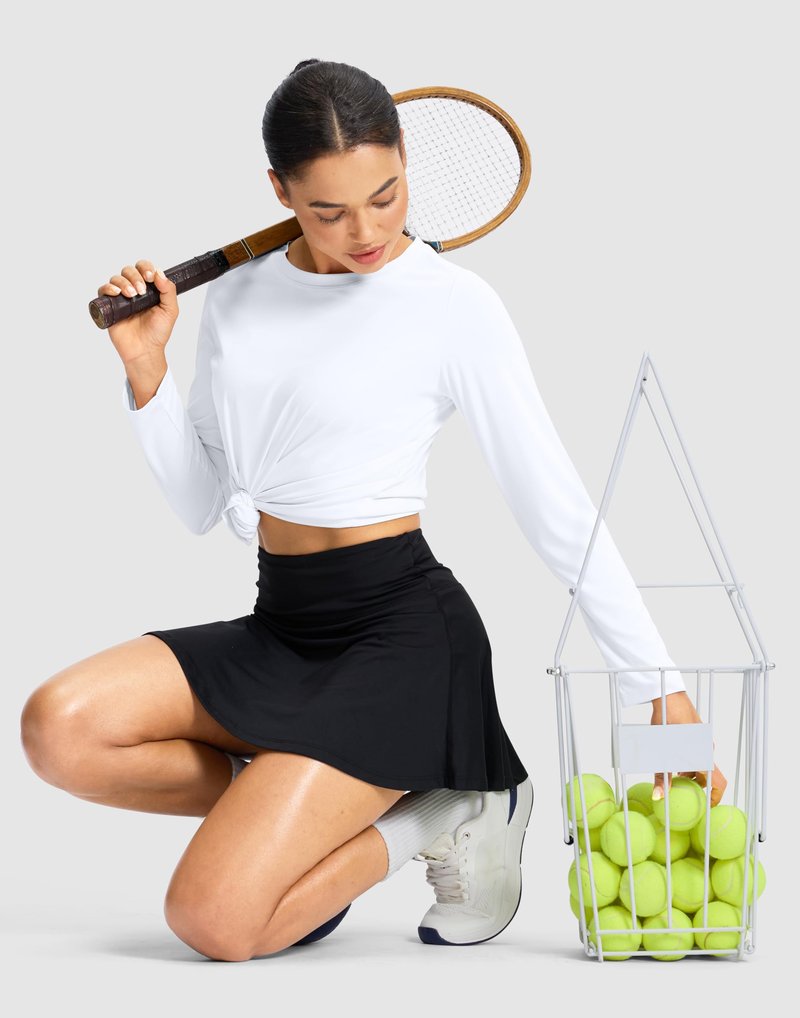 SANTINY Lightweight Long Sleeve Workout Tops for Women Breathable Gym Yoga Athletic Running Hiking Top UPF 50+ Sun Shirts (White_M)