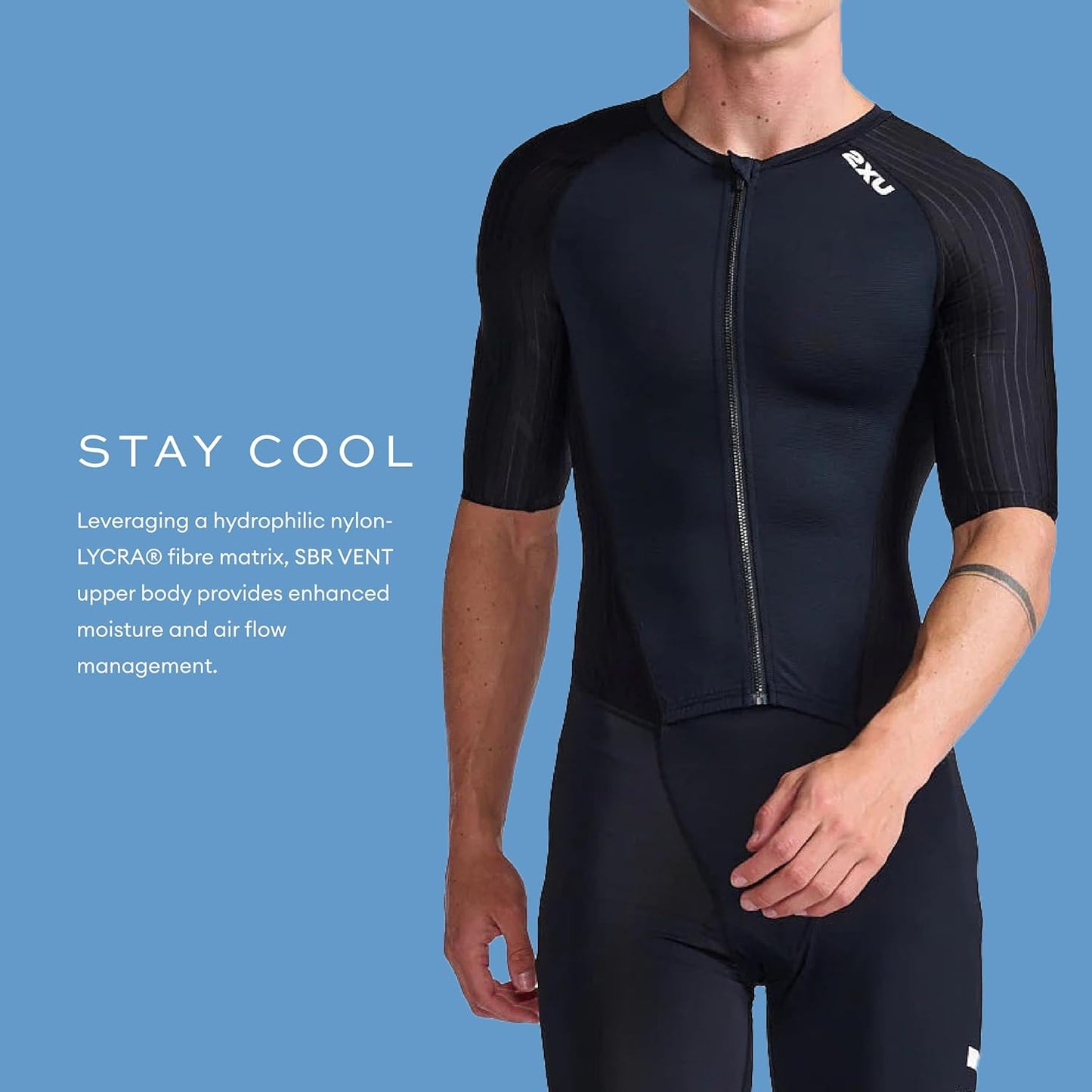 2XU Men's Trisuit - Aero Sleeved Front Zip Triathlon Suit for Enhanced Muscle Support | Size M-XL