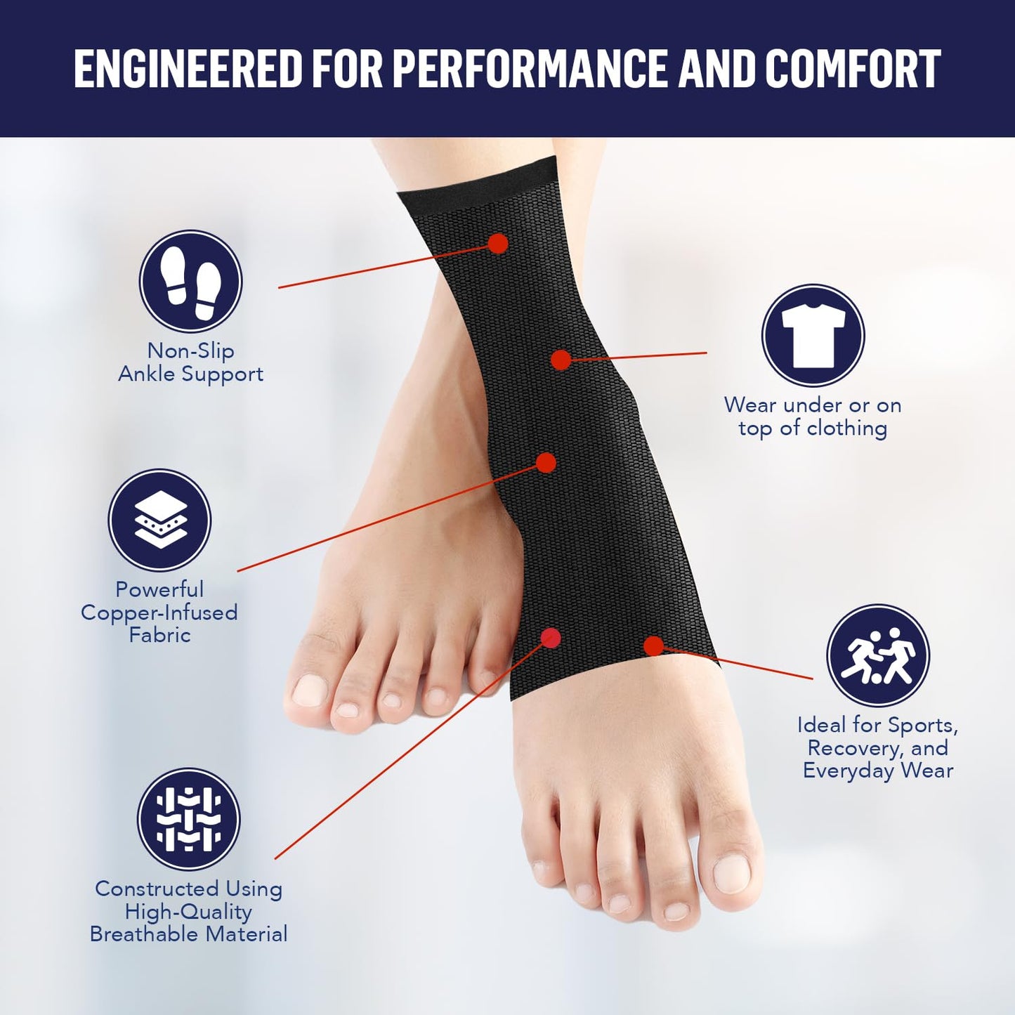 Dr. Arthritis Foot & Ankle Brace Socks - Compression Sleeve for Sprained Ankle Support | Tendonitis Relief (Black, L)