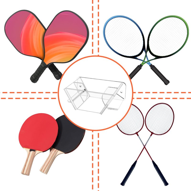 Cosmos Pickleball Paddle Rack Pickleball Racket Wall Mount Stand 2-Paddle Acrylic Display Holder Pickleball Paddle Storage Rack for Two Pickleball Rackets or Table Tennis Rackets (Transparent Clear)