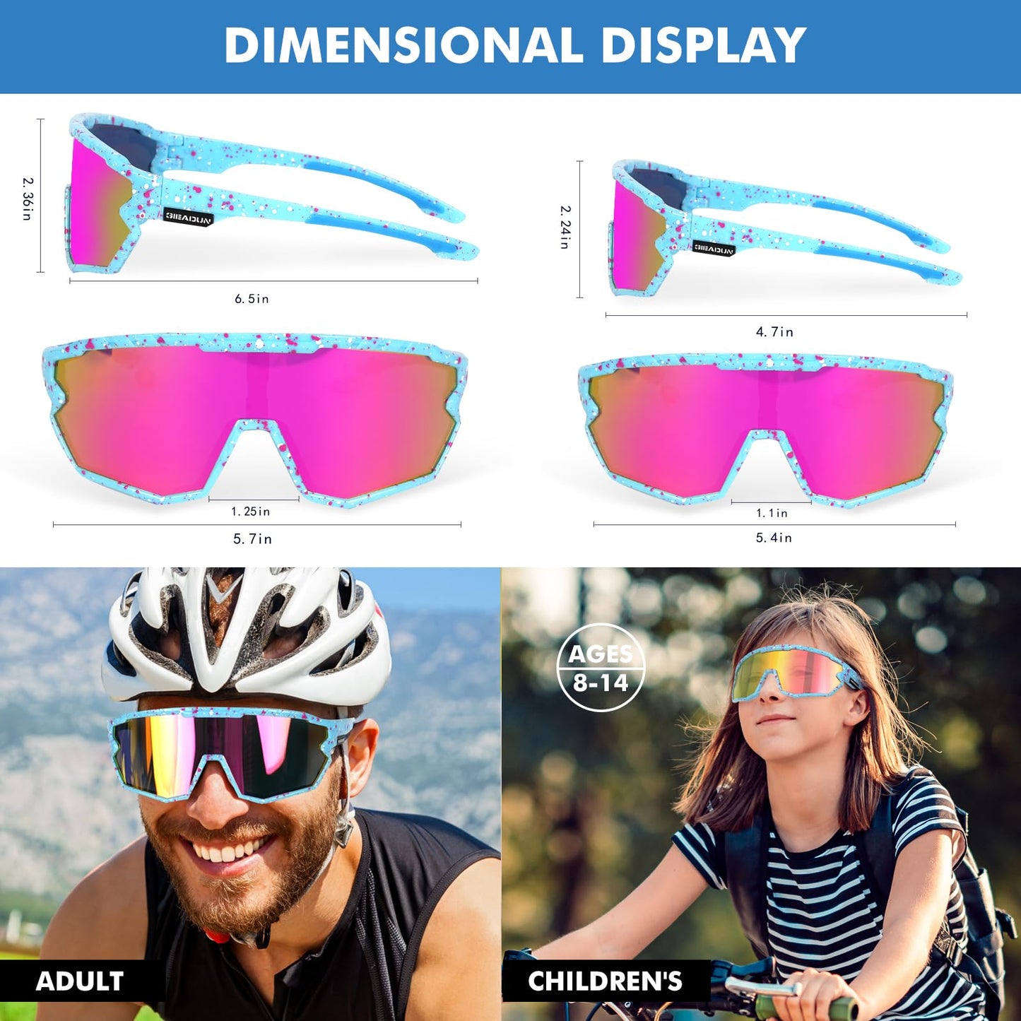 Polarized Glasses Kids Youth Baseball Sunglasses Adult Men Women Cycling Goggles with 3 lenses,Fishing,Ski Golff(Adult)
