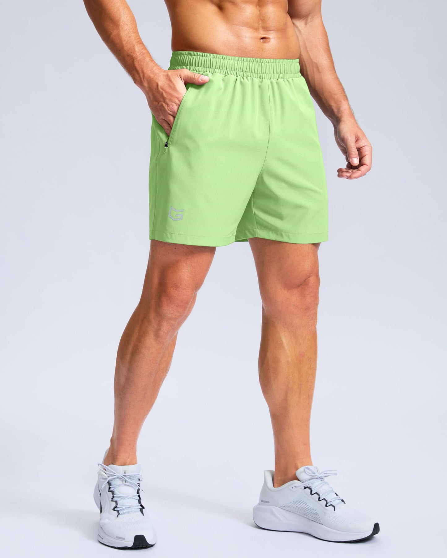 G Gradual Men's Athletic Running Shorts with Zipper Pockets Quick Dry 7"/ 5"/ 9" Workout Gym Shorts for Basketball Hiking(Mint Moment,9L)