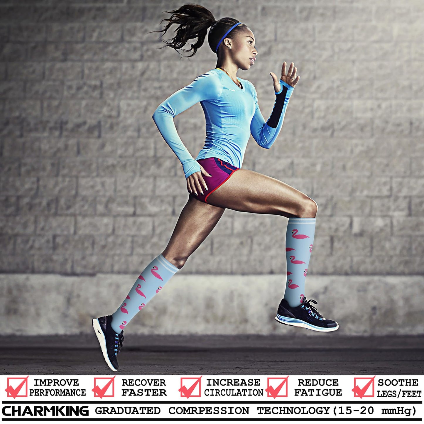 CHARMKING Compression Socks for Women & Men (8 Pairs) 15-20 mmHg Graduated Copper Support Calf Socks are Best for Pregnant, Nurses - Boost Performance, Circulation, Knee High Wide Calf(S/M, Multi 54)