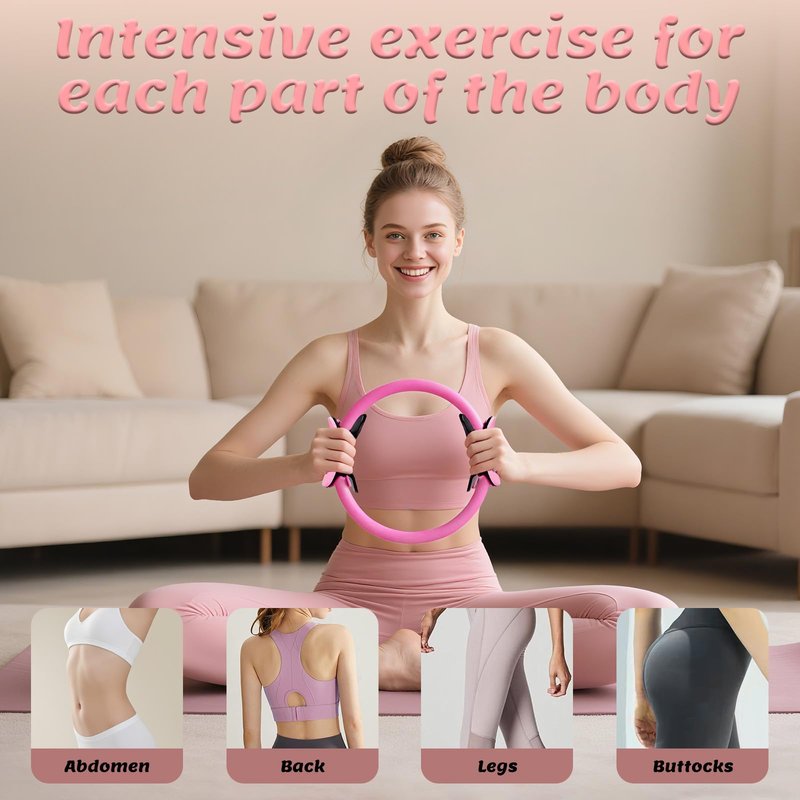 yeklike Pilates Equipment Kit for Women - Home Workout Pilates Set,9.8" Yoga Ball, 5 Resistance Bands, Magic Circle, for Legs, Arms, Thighs, Yoga Set for Beginners-13 Piece Purple