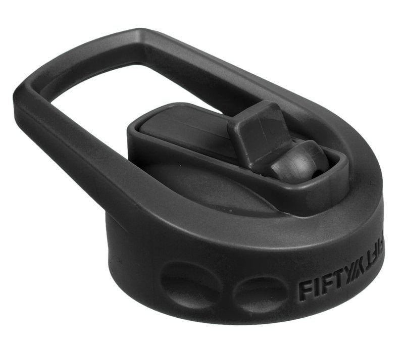 Fifty/Fifty A68002BK0 Wide Mouth Cap Lid Water Bottle with Straw, Plastic, Black
