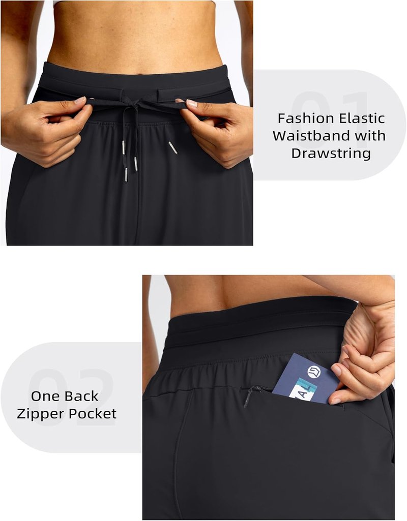 Women's High-Waisted Jogger Pants - Athletic Tapered Sweatpants with Zipper Pockets | Comfortable Workout & Lounge Wear