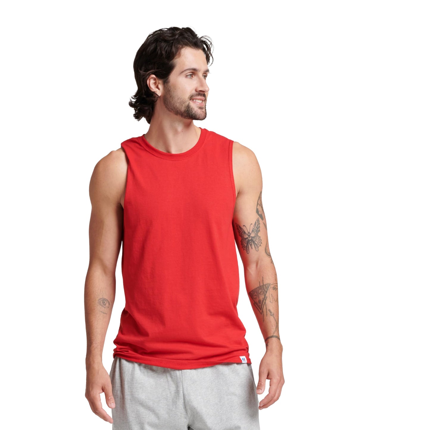 Russell Athletic Mens Cotton Performance Sleeveless Muscle T-Shirt T Shirt, True Red, Large US