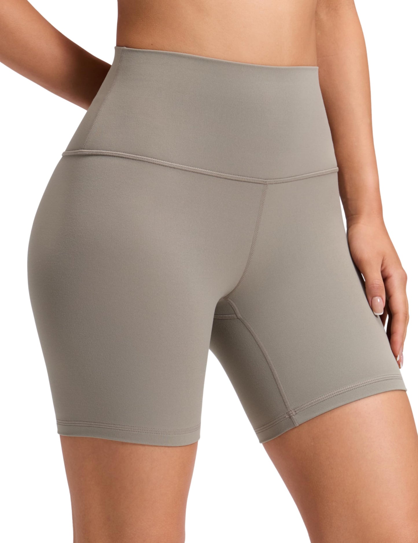 CRZ YOGA ButterLuxe Biker Shorts 6" - High Waisted Workout Running Volleyball Spandex Yoga Womens Warm Ash Grey Small