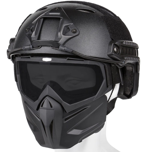 VPZenar Airsoft Helmet,Black Tactical Helmet,Airsoft Full Face and Paintball Mask with Detachable Anti Fog Gray Goggles,Tactical Airsoft Gear